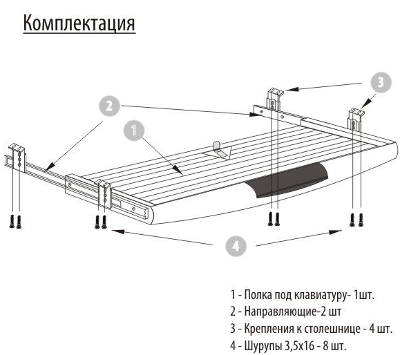 Направляющие для полки клавиатуры