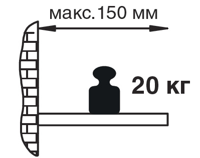 Полкодержатель скрытого монтажа L=150 мм для гипсокартона, арт.MN112.150.02