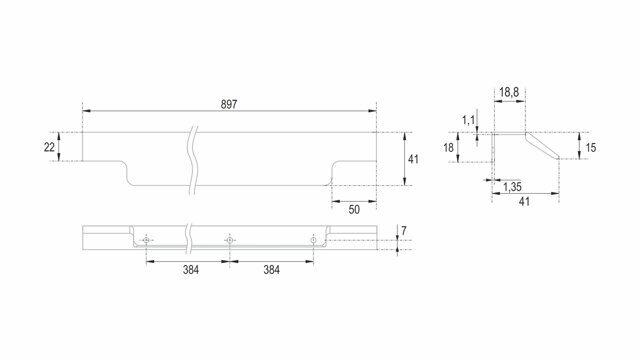 Ручка ARCA торцевая 768 мм (900) черный матовый, арт.RT115BL.1/768/900