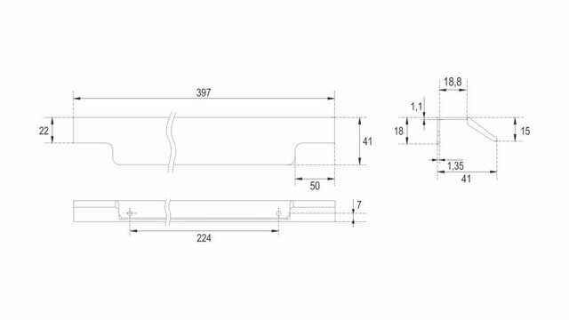 Ручка ARCA торцевая 224 мм (400) черный матовый, арт.RT115BL.1/224/400